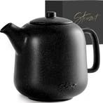 Theepot met filter - Keramiek - 1,3L - RVS - Zwart - STEINZE, Verzenden, Nieuw