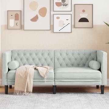 vidaXL Tweezitsbank Chesterfield-stijl en bolsters fluweel, Verzenden