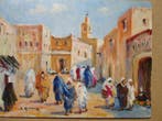 Bruno Retaux (1947) - Rue animée à Marrakech, Antiquités & Art, Art | Peinture | Classique