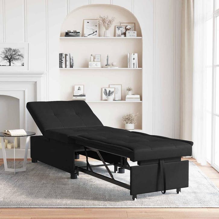 vidaXL Uittrekbare Slaapbank / zetel Zwart 194 x 67 x 82 cm, Huis en Inrichting, Zetels | Zetels, Nieuw, Verzenden