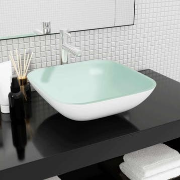 vidaXL Wasbak 42x42x14 cm glas wit, Verzenden