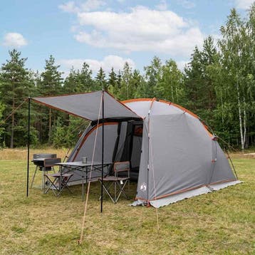 vidaXL Tunneltent Grijs en Oranje 361 x 235 x 152 cm, Verzenden, Nieuw