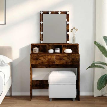 vidaXL Kaptafel met LED 80x41x144,5 cm gerookt eikenkleurig, Verzenden, Nieuw