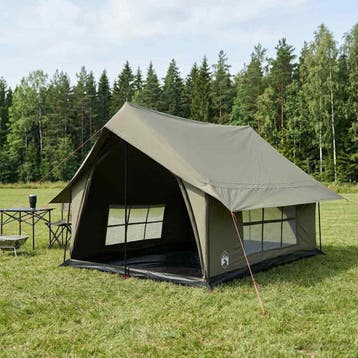 vidaXL Huisje Tent Leger Groen 340 x 246 x 210 cm Polykatoen, Verzenden, Nieuw