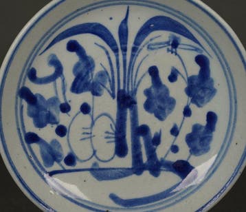 Qing (19th Century) - Bol - Stylized Bamboo and Plum Blossom