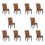 Set van 10 Leren eetkamerstoelen Just - Rancho Cognac, Ophalen of Verzenden, Nieuw, Leer, Eén