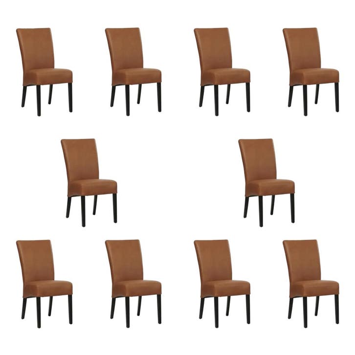 Set van 10 Leren eetkamerstoelen Just - Rancho Cognac, Huis en Inrichting, Stoelen, Nieuw, Eén, Leer, Ophalen of Verzenden