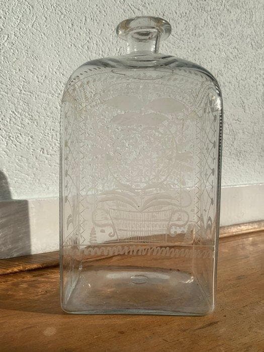 Karaf - Schnapsflashen - Glas - Antieke glazen karaf, Antiek en Kunst, Antiek | Glaswerk en Kristal