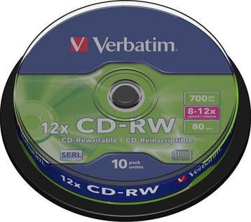 Verbatim 43480 CD-RW disc 700 MB 10 stuk(s) Spindel Hersc..., Audio, Tv en Foto, Cd-spelers, Verzenden, Nieuw