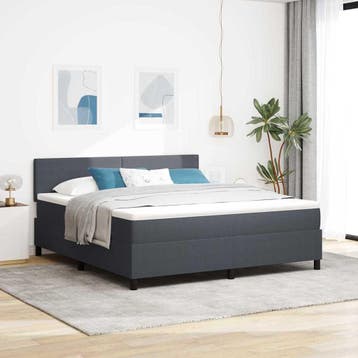 vidaXL Boxspring bed Donkergrijs en Wit 180 x 200 cm, Verzenden, Nieuw