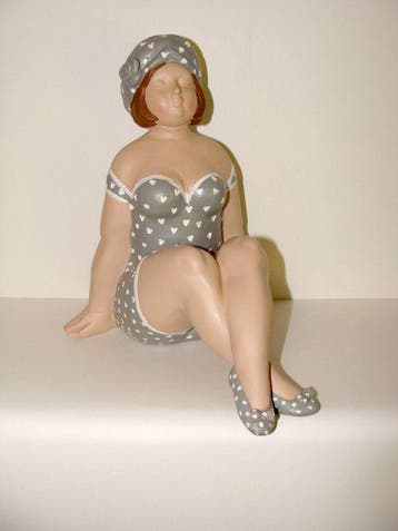 Beeld, Mollige Bade Dame Badenixe Statue, eine Dame in