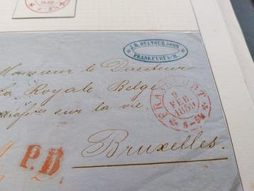 Belgique - Rare enveloppe de Francfort à Bruxelles, 1859