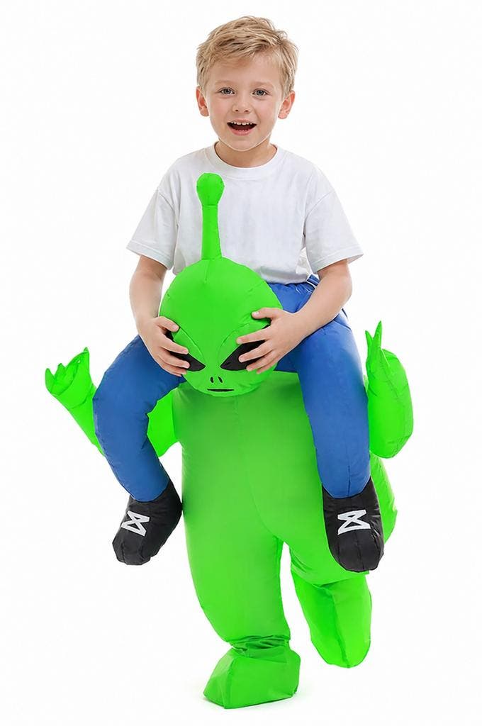KIMU® Opblaas Kostuum Kinderen Gedragen op Nek van Alien 122, Kinderen en Baby's, Carnavalskleding en Verkleedspullen, Nieuw, Ophalen of Verzenden