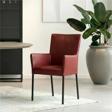 Set van 8 Leren eetkamerstoelen Daily met armleuning -, Ophalen of Verzenden, Nieuw, Leer
