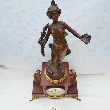 haardklok - Rousseau / Japy Frères & Cie - Antiek Marmer,, Antiek en Kunst