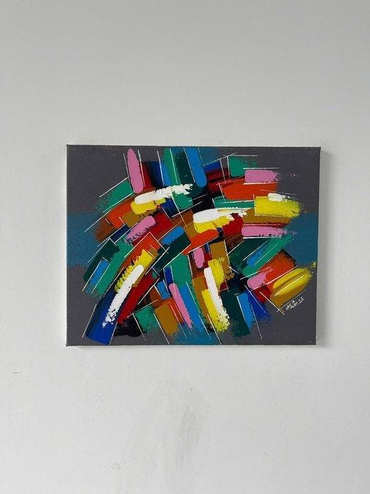Tran th huyn trân - Washington Street 40 50 cm, Antiquités & Art, Art | Peinture | Moderne