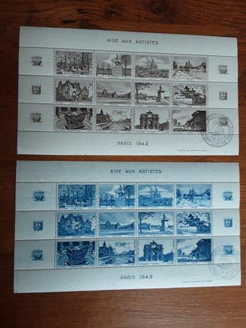 Frankrijk 1942/1945 - Verzameling vignetten op velletjes -, Gestempeld