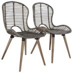 vidaXL Eetkamerstoelen 2 st natuurlijk rattan bruin, Verzenden, Nieuw