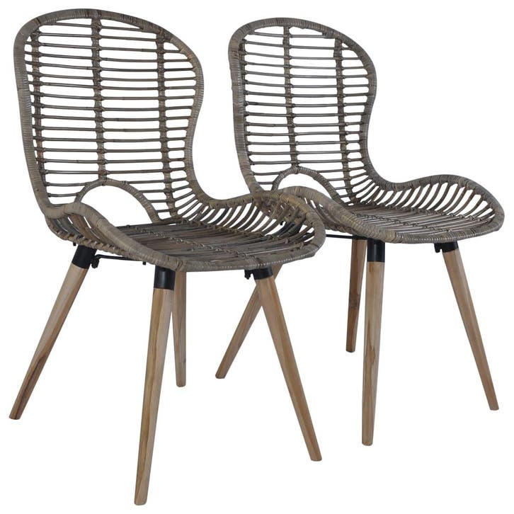 vidaXL Eetkamerstoelen 2 st natuurlijk rattan bruin, Huis en Inrichting, Stoelen, Nieuw, Verzenden