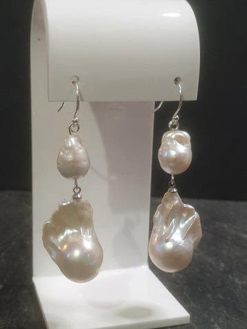 Argent, Perles naturelles en forme de queue de poisson,