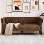 vidaXL Tweezitsbank / zetel Chesterfield-stijl stof bruin, Huis en Inrichting, Zetels | Zetels, Verzenden, Nieuw