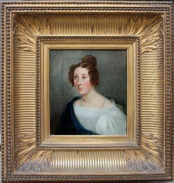 École allemande (XIX) - Portrait of young lady in a white
