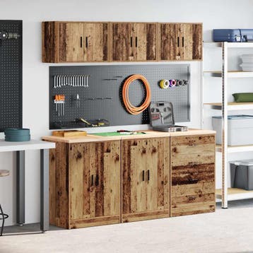 vidaXL Garagekasten 6 st bewerkt hout oud hout, Verzenden