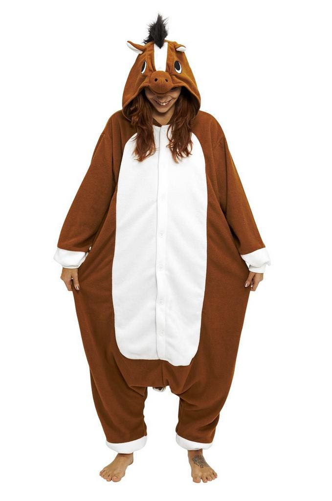 Onesie Paard Pak L-XL Paardenpak Kostuum Bruin Veulen Zacht, Kleding | Heren, Carnavalskleding en Feestkleding, Nieuw, Ophalen of Verzenden