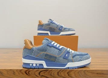 Louis Vuitton - LV Trainer Blue Damier 3D Denim - Sneakers -, Nieuw