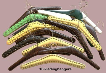 Set kapstokhaken - Skai, hout, metaal - 16 vintage