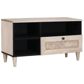 vidaXL TV Kast Bleached White 80 x 33 x 46 cm Massief Mango, Verzenden, Nieuw