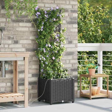 vidaXL Tuin Plantpot Zwart 40 x 40 x 142 cm PP, Verzenden