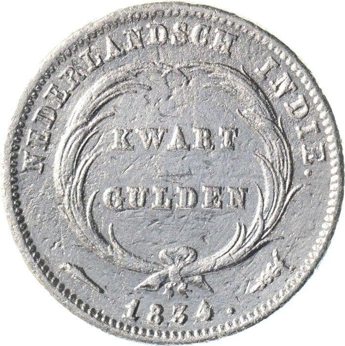 Nederlands-Indië. 1/4 Gulden 1834 over 1826 jaartalwijziging, Postzegels en Munten, Munten | Nederland