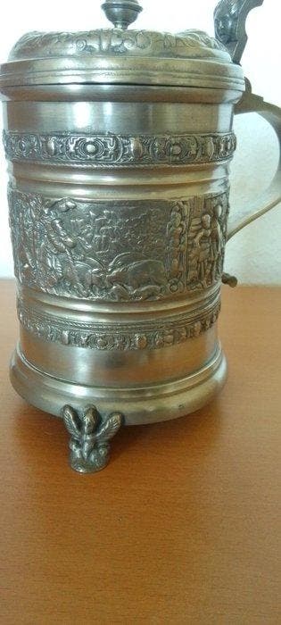 Kruik - Krug - Tin - Motieven uit de Middeleeuwen, Antiek en Kunst, Curiosa en Brocante