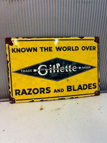 Gillette Razors and Blades – Emaille Reclamebord - Emaille
