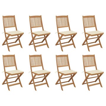 vidaXL Tuinstoelen 8 st inklapbaar met kussens massief, Verzenden, Nieuw