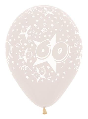 Ballonnen Number 60 Stars Crystal Clear 30cm 25st, Verzenden, Nieuw