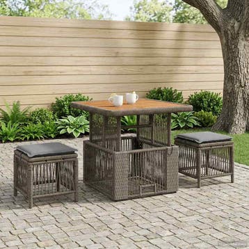 vidaXL Tuin Eettafel Set 3 st Grijs en Donkergrijs poly, Verzenden