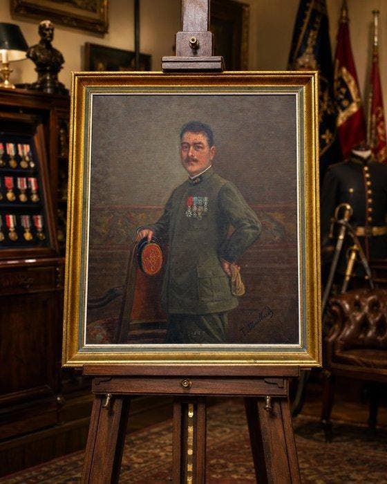 T. Maillard (c.1920) - Portrait d’un officier français, Antiek en Kunst, Kunst | Schilderijen | Klassiek