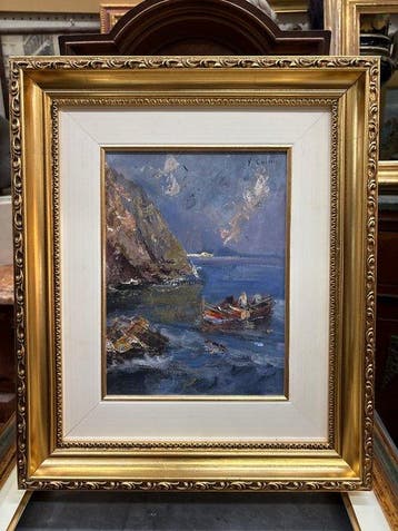 Vincenzo Colucci (1898-1968) - Barca nel Golfo di Napoli con, Antiek en Kunst