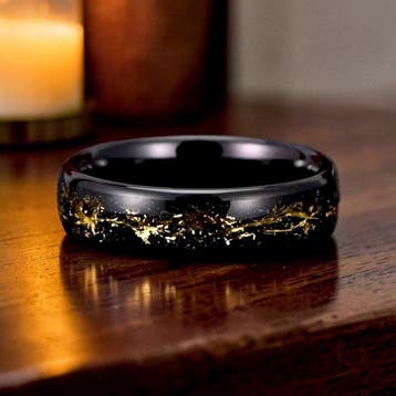 GALAXY Tungstenen ring. Goudinleg en meteorietstof. De, Collections