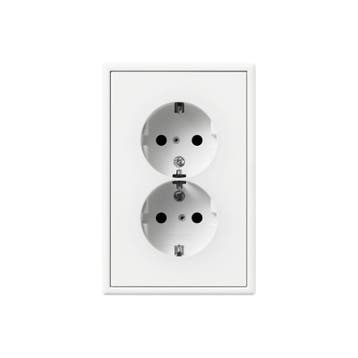 Jung LS990 Dubbele Stopcontactuitgang Matt Wit Met, Verzenden, Nieuw