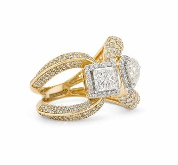 Cocktailring - 14 karaat Geel goud - 2.70ct. tw. Diamant