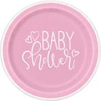 Roze Babyshower Borden Meisje 8st, Verzenden