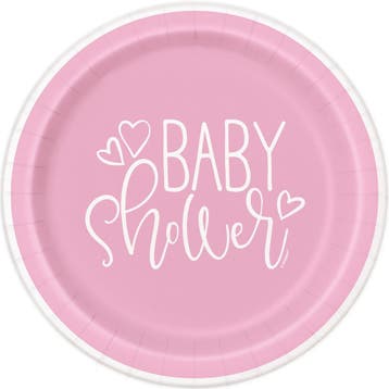 Roze Babyshower Borden Meisje 8st, Verzenden, Nieuw