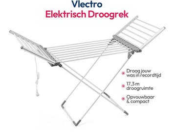 Vlectro Elektrisch Droogrek - Opvouwbaar - Verwarmd 310W -, Tuin en Terras, Verzenden, Nieuw