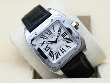 Cartier Santos Ref. W20106X8 Year 2012 (Box & Papers), Overige merken, Leer, Staal, Polshorloge