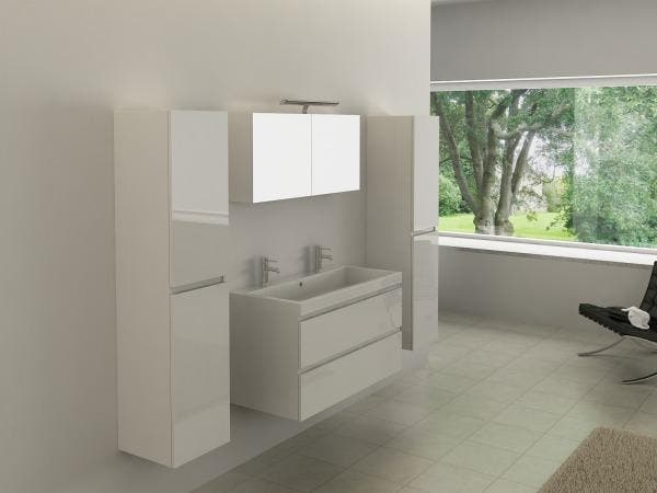 Veiling - 2-persoons 100 cm hoogglans wit - Incl. kranen, Bricolage & Construction, Sanitaire