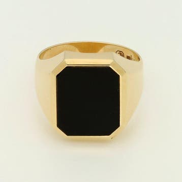 Ring - 14 karaat Geel goud Onyx - Zegel