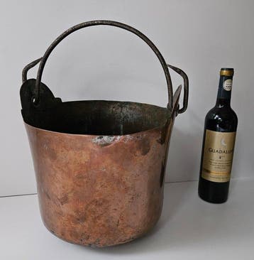 19e eeuwse handgeklonken emmer - Champagne koeler - Koper, Antiek en Kunst